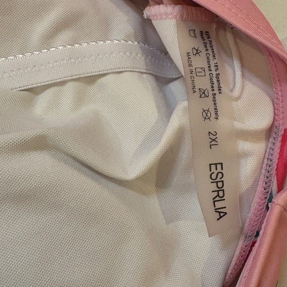 Esprlia Bathing Suit 1 Pc Plus 2XL Soft Cup Full Skirt Cut Out Watermelon Print - Picture 3 of 6